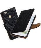 Zwart Slang booktype voor Hoesje voor Huawei Nova