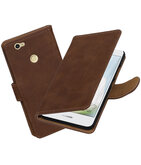 Bruin Hout booktype voor Hoesje voor Huawei Nova