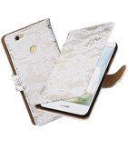 Wit Lace booktype voor Hoesje voor Huawei Nova