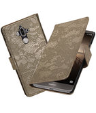 Hoesje voor Huawei Mate 9 Lace booktype Goud
