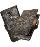 Hoesje voor Huawei Mate 9 Lace booktype Zwart