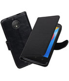 Zwart Portemonnee booktype Hoesje voor Motorola Moto C