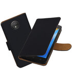 Hoesje voor Motorola Moto C Effen booktype Zwart
