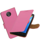 Hoesje voor Motorola Moto C Effen booktype Roze