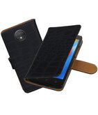 Hoesje voor Motorola Moto C Krokodil booktype Zwart