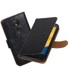Hoesje voor Motorola Moto C Plus Pull-Up booktype Zwart