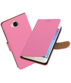 Hoesje voor Huawei Y5 2017 / Y6 2017 Effen booktype Roze