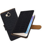 Hoesje voor Huawei Y5 2017 / Y6 2017 Krokodil booktype Zwart