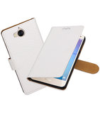 Hoesje voor Huawei Y5 2017 / Y6 2017 Krokodil booktype Wit