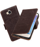 Hoesje voor Huawei Y5 2017 / Y6 2017 Pull-Up booktype Mocca
