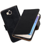Hoesje voor Huawei Y5 2017 / Y6 2017 Pull-Up booktype Zwart
