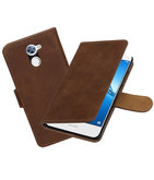 Hoesje voor Huawei Y7 / Y7 Prime Hout booktype Bruin