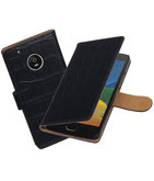 Hoesje voor Motorola Moto G5 Krokodil booktype Zwart