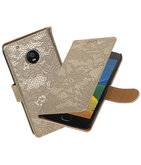 Hoesje voor Motorola Moto G5 Lace booktype Goud