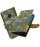Hoesje voor Motorola Moto G5 Lace booktype Donker Groen