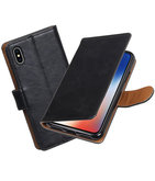 Hoesje voor Apple iPhone X Pull-Up booktype Zwart