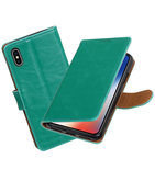 Hoesje voor Apple iPhone X Pull-Up booktype Groen