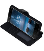Zwart Hoesje voor Nokia 8 TPU wallet case booktype HM Book
