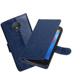 Donker Blauw Portemonnee booktype Hoesje voor Motorola Moto C