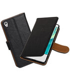 Hoesje voor Sony Xperia XA Echt Leer Leder booktype Zwart