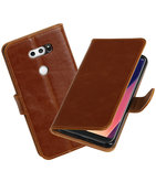 Hoesje voor LG V30 Pull-Up booktype bruin