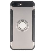Hoesje voor Apple iPhone 7 Plus / 8 Plus Pantser TPU met Ringhouder Grijs