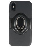 Hoesje voor Apple iPhone X Shield TPU met Ringhouder Zwart