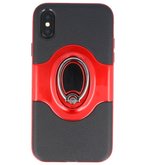 Hoesje voor Apple iPhone X Shield TPU met Ringhouder Rood