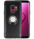 Zwart Pantser TPU met Ringhouder hoesje voor Samsung Galaxy S9