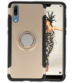 Goud Pantser TPU met Ringhouder hoesje voor Huawei P20
