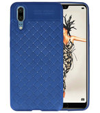 Blauw Geweven TPU case hoesje voor Huawei P20