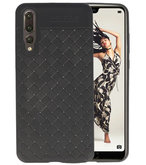 Zwart Geweven TPU case hoesje voor Huawei P20 Pro
