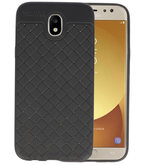 Zwart Geweven TPU case hoesje voor Samsung Galaxy J5 2017