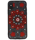 Rood Diamant Mandala Back Cover Hoesje voor iPhone X