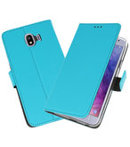 Blauw Wallet Cases Hoesje voor Samsung Galaxy J4 2018