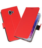 Rood Wallet Cases Hoesje voor Samsung Galaxy J4 2018