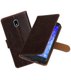 Hoesje voor Galaxy J7 (2018) Pull-Up Booktype Mocca