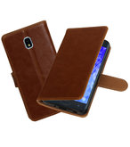 Hoesje voor Galaxy J7 (2018) Pull-Up Booktype Bruin