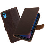 Hoesje voor iPhone XR Pull-Up Booktype Mocca