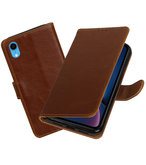 Hoesje voor iPhone XR Pull-Up Booktype Bruin