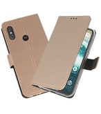 Wallet Cases Hoesje voor Moto One Power Goud