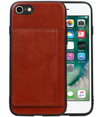 Staand Back Cover 1 Pasjes voor iPhone 8 / 7 Bruin