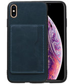 Staand Back Cover 1 Pasjes voor iPhone XS Max Navy