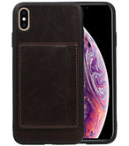 Staand Back Cover 1 Pasjes voor iPhone XS Max Mocca