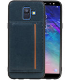 Staand Back Cover 1 Pasjes voor Galaxy A6 2018 Navy