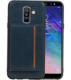 Staand Back Cover 1 Pasjes voor Galaxy A6 Plus 2018 Navy