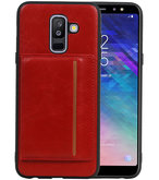 Staand Back Cover 1 Pasjes voor Galaxy A6 Plus 2018 Rood