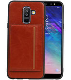 Staand Back Cover 1 Pasjes voor Galaxy A6 Plus 2018 Bruin