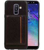 Staand Back Cover 1 Pasjes voor Galaxy A6 Plus 2018 Mocca