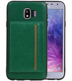 Staand Back Cover 1 Pasjes voor Galaxy J4 Groen